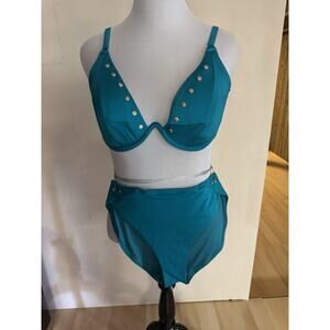 Teal two-piece swimsuit size large